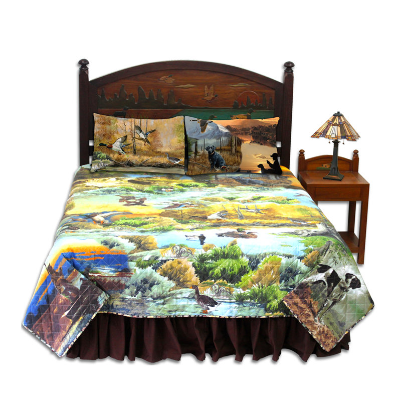 Ensemble de courtepointe King « Canards à gogo » – Couette imprimée 3 pièces avec 2 taies d'oreiller, Très grand