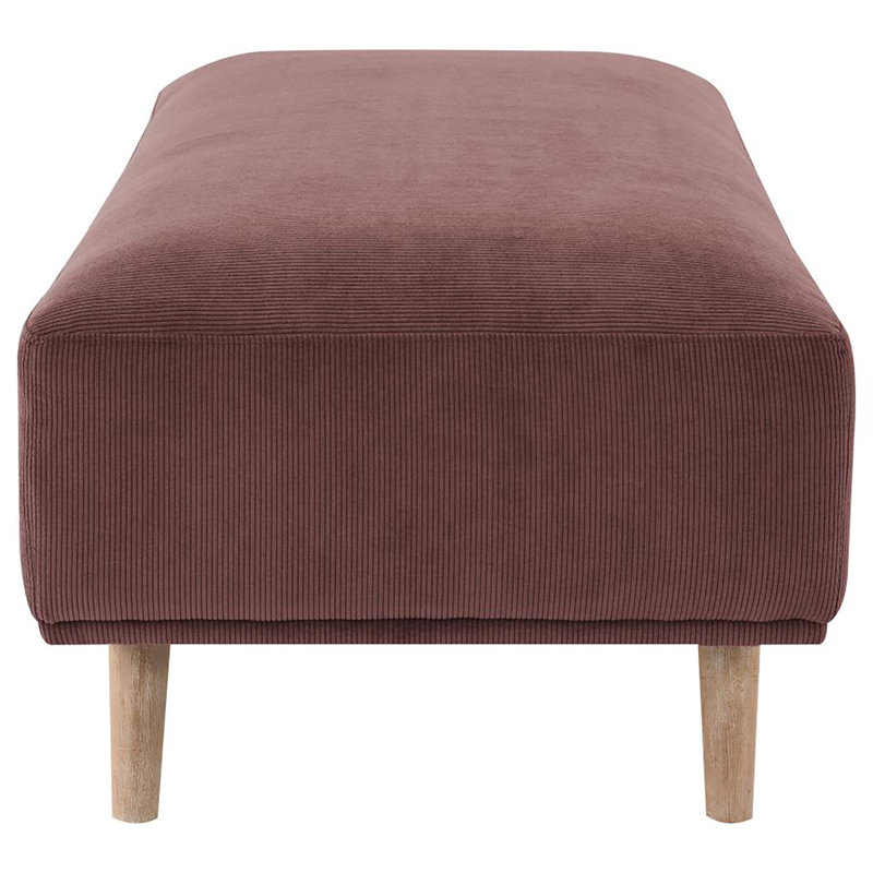 Lowrey Red Wine Upholstered Rectangular Ottoman with Wooden Legs