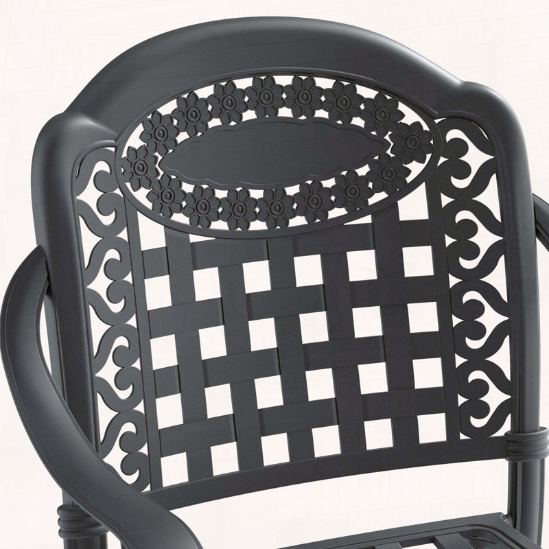 Ensemble de 2 chaises de patio en fonte d'aluminium avec finition thermolaquée et coussins bleus