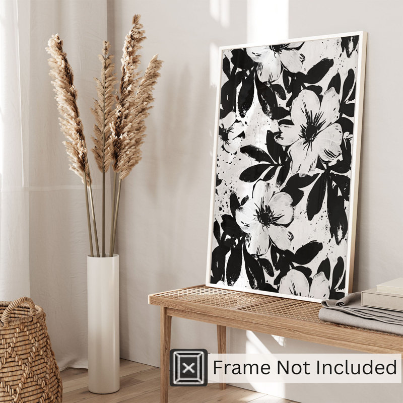 «Floral Dreaming of Flowers Black & White I», reproduction d'art moderne sans cadre