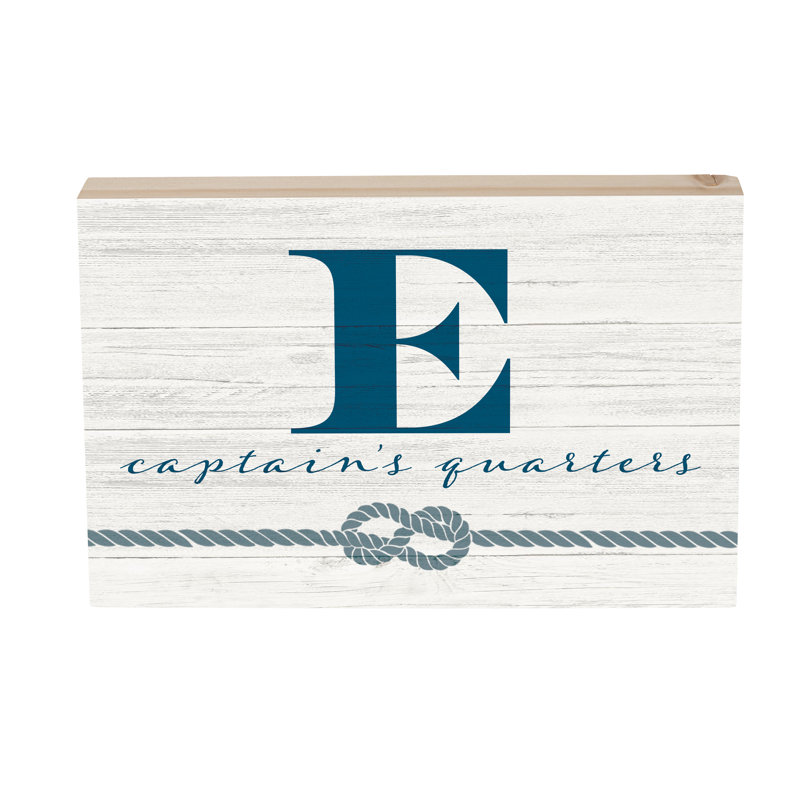 Capitaine de monogramme côtier en bois 12 x 8 po E