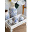 S / 4 Boules décoratives en céramique bleues et blanches 4 x 4 x 3,5 po avec motifs floraux
