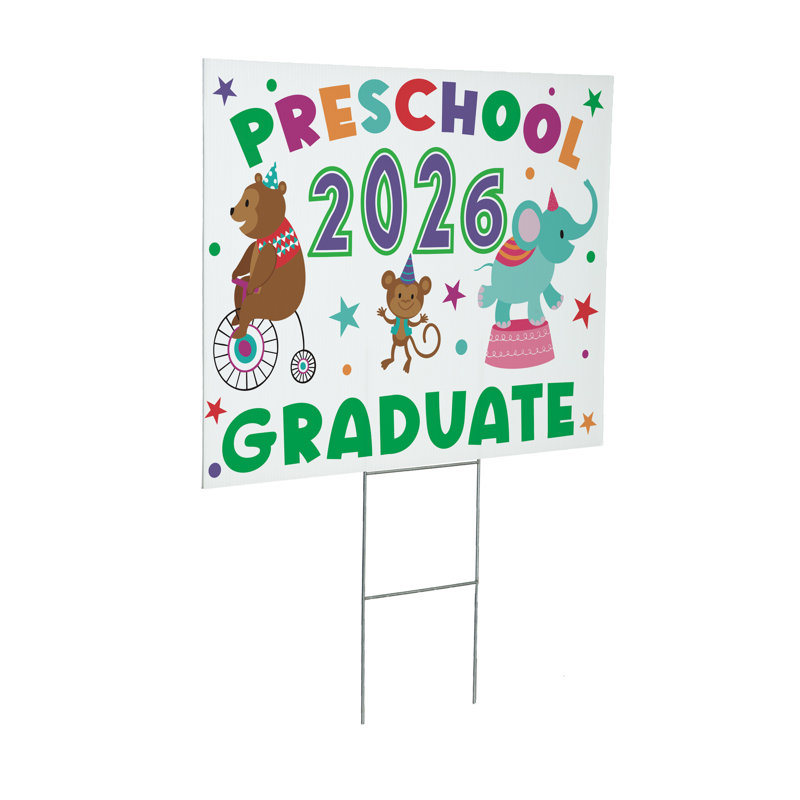 Enseigne de jardin Coroplast «Preschool 2026 Graduée», 24 po x 18 po