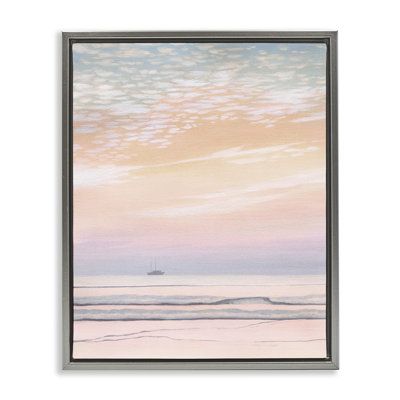 «Orange Sunrise & Boat», art mural encadré par William Penhallow Henderson