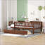 Lit de jour simple en bois de pin massif avec 2 tiroirs noyer - Multifonctionnel peu encombrant pour les petits espaces-546479389