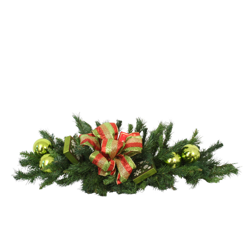 Tablescape Swag with Pine and Green Ornaments