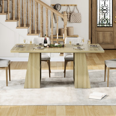 Table de salle à manger rectangulaire spacieuse moderne en bois 71 po - étagère de rangement 2 couches - 4 à 8 places - Idéale pour la salle à manger, la cuisine ou le bureau personnel - Gris
