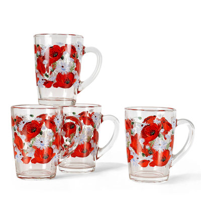 Poppies Glass Mug 11.1 Fl Oz (330 Ml)