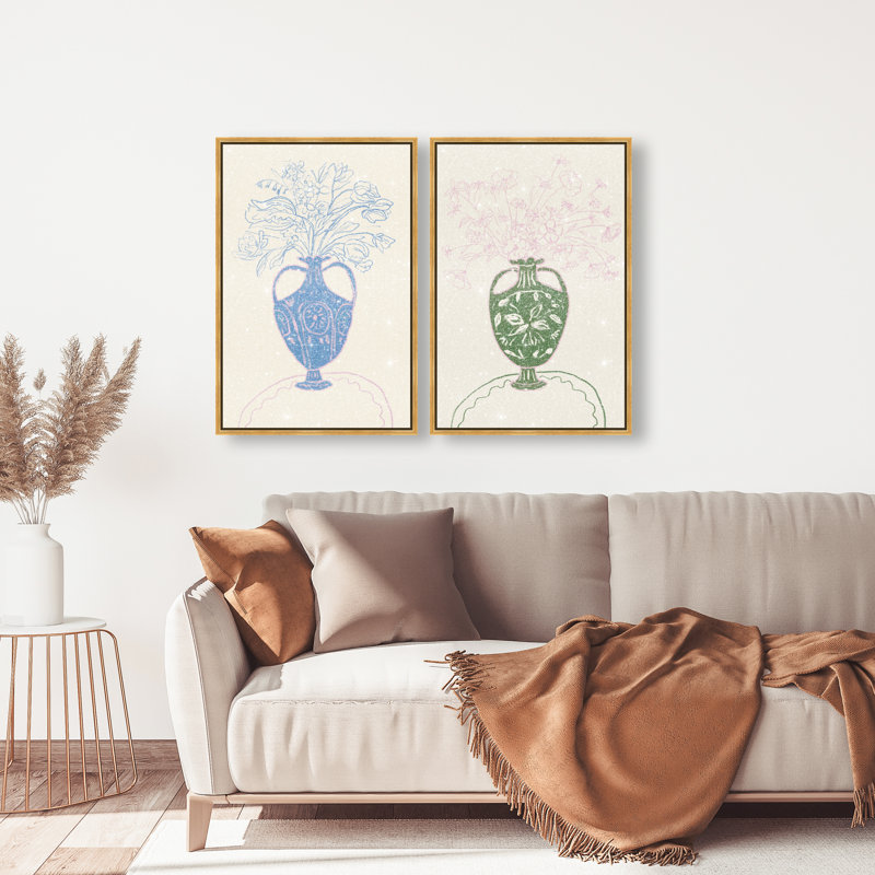 Flower Sutdio Set Set by Oliver Gal, 31" H x 21" W, Gold Floater Frame