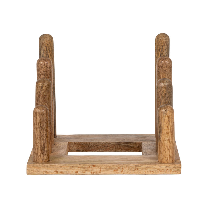 Support de cuisine en bois de manguier avec 3 sections, naturel