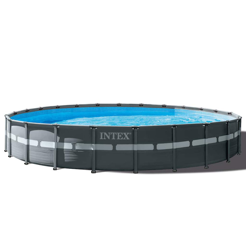 INTEX - Piscine hors terre bleue, matériau 3 plis gris résistant à la perforation, acier, Bleu, L 288,2 po x H 132 po