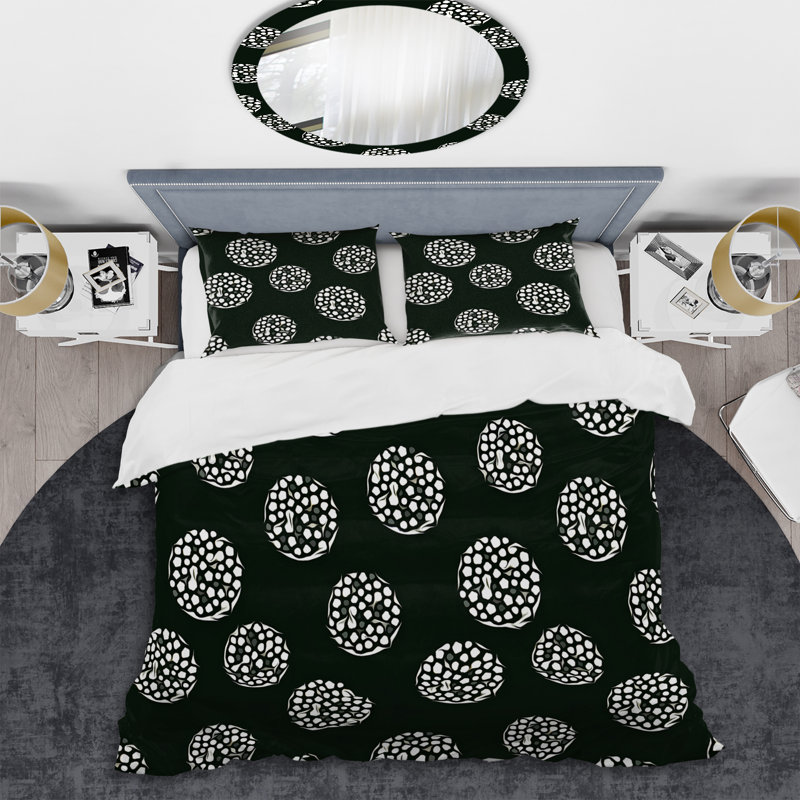 White Circle Dots - Abstract Duvet Cover Set - Microfiber Polyester