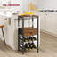 Plancher autoportant pour porte-bouteilles de vin, table porte-bouteilles à 2 niveaux avec tiroir et crochet, table de rangement pour 8 bouteilles avec plateau de table, porte-bouteilles avec porte-verres, pour salle à manger, salon