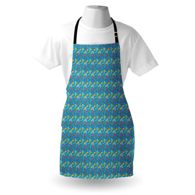 Bungalow Rose Underwater Apron Unisex Exotic Ocean Fishes Art Adult Size Multicolor