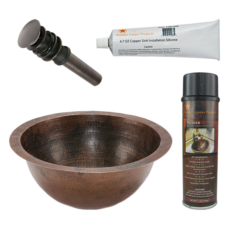 Premier Copper Products BSP5_LR14FDB-P Bathroom Sink And Drain Package