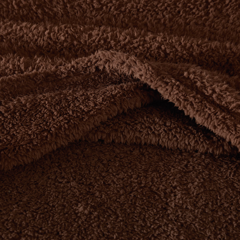 Jeté en sherpa Brooklyn Loom Marshmallow, Brown