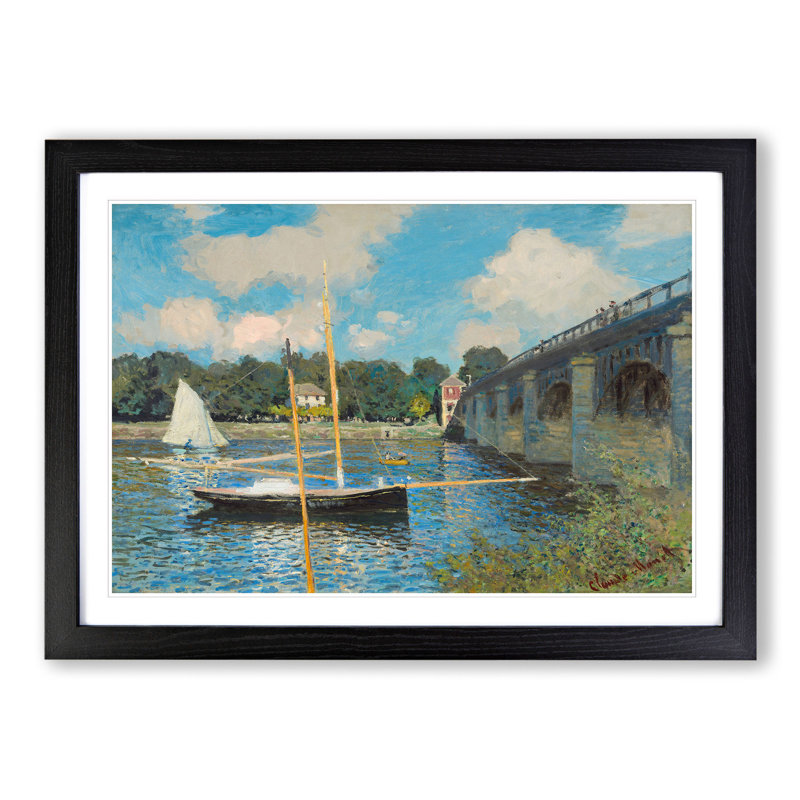 The Bridge at Argenteuil by Claude Monet - Picture Frame Painting, 36cm H x 48cm W x 2cm D, Black Framed