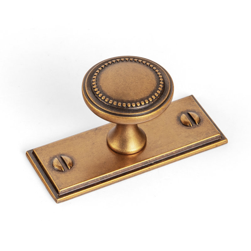 Poignée champignon 1 1/3 po avec contre-plaque (G015), Bronze champagne
