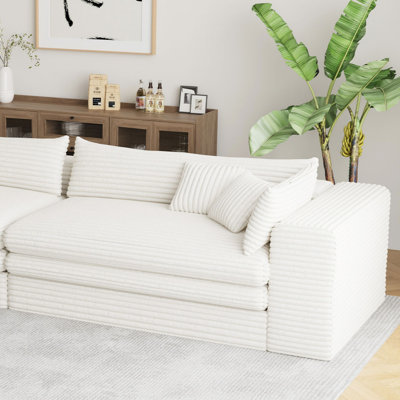 Boneless Upholstered Boneless Sofa Corduroy Sponge Cloud Sofa Chaise Compression