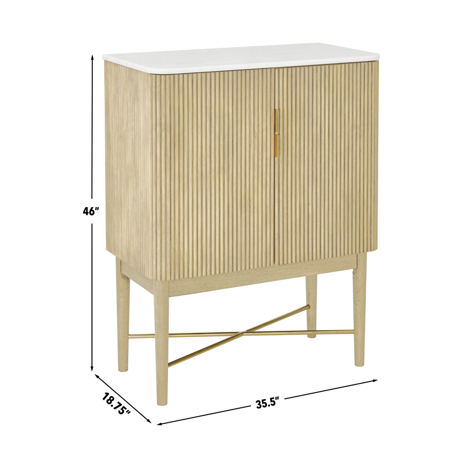 Sameya Marble Top Wine Cabinet, Brown