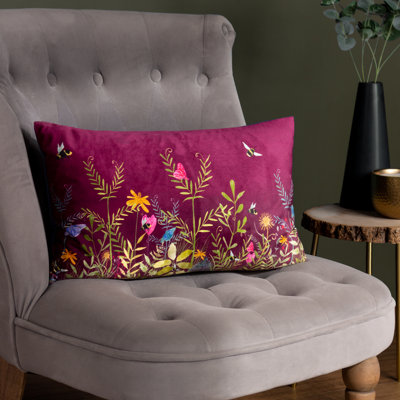 Floral Purple Rectangular Cushion