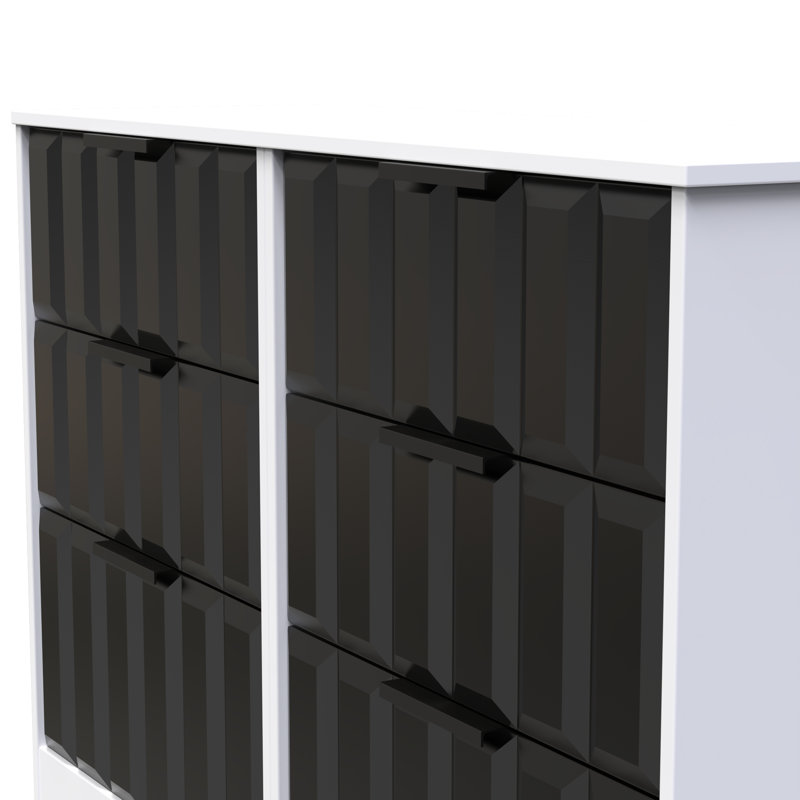 Besian 6 Drawer Wide Chest (Ready Assembled), Deep Black/White