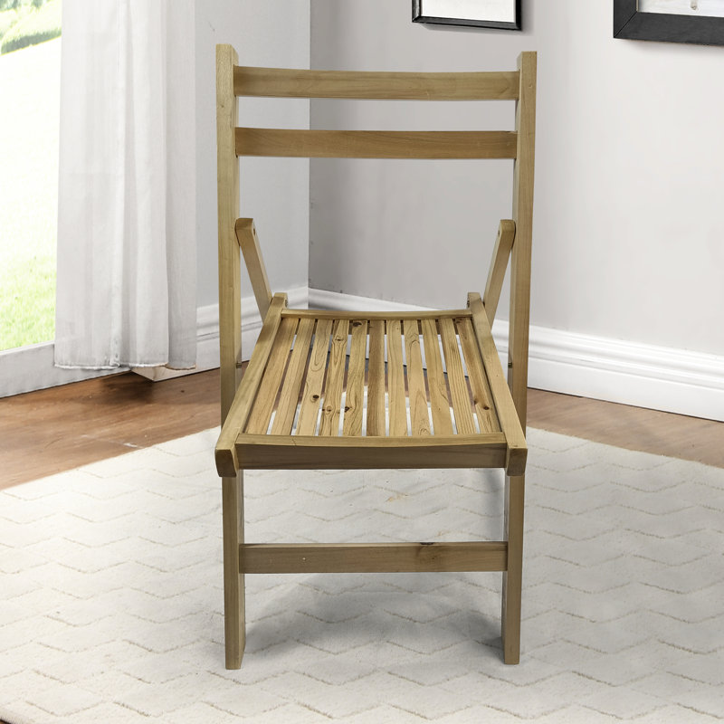 4 chaises pliantes en bois massif - Légères et faciles à déplacer, 4 chaises pliantes avec dossier à lattes, Chêne