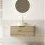 Meuble-lavabo de 36 po avec lavabo, armoire de rangement flottante en contreplaqué avec tiroir, lavabo en céramique à motif de pierre et plateau en pierre frittée à motif de travertin, pré-assemblé, couleur grain de bois de chêne blanc