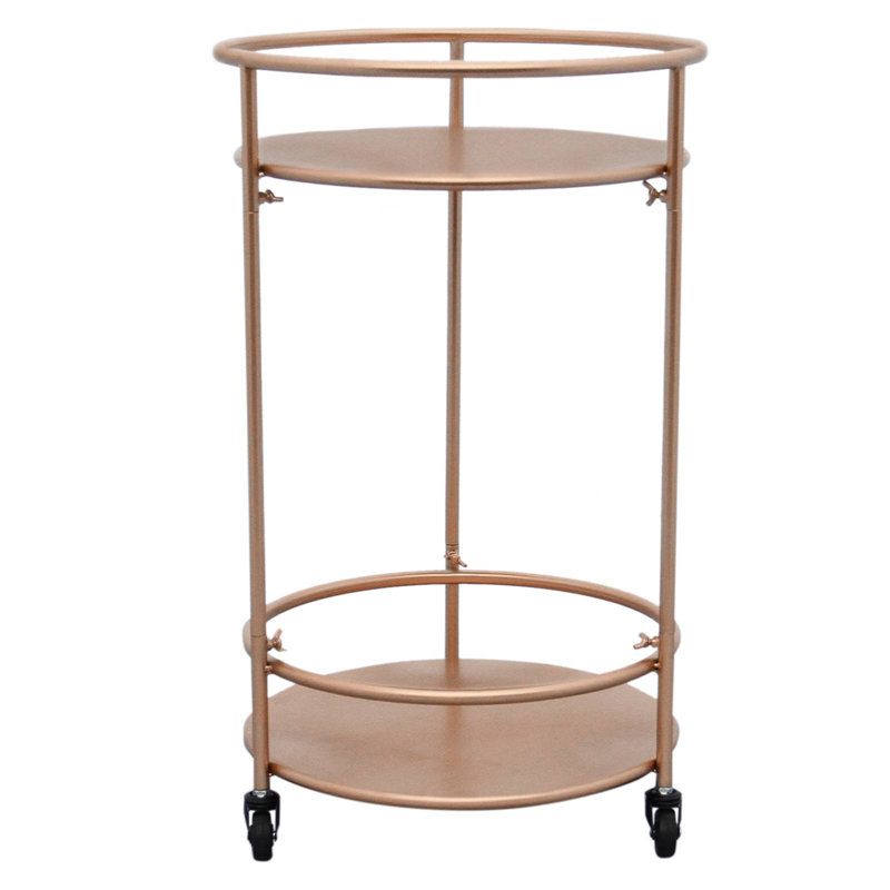Shaler Metal Bar Cart, Rose Gold, Rose Gold