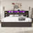 Shila 45.1" Lift Up Storage Bed Frame with Charging Station, LED Bookcase Headboard & 2 Side Shelf,Queen Size, Black-105505028-105505026