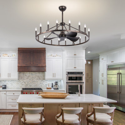 41-Inch Wagon Wheel Chandelier Fan