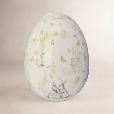 7" Dolomite Bunny Toile Egg