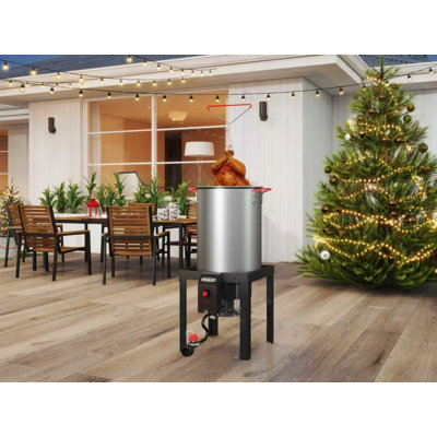 Ensemble de friteuse au propane 30 pte et 10 pte avec brûleur 50 000 BTU, friteuse à dinde et à poisson avec paniers pour la cuisson à l'extérieur