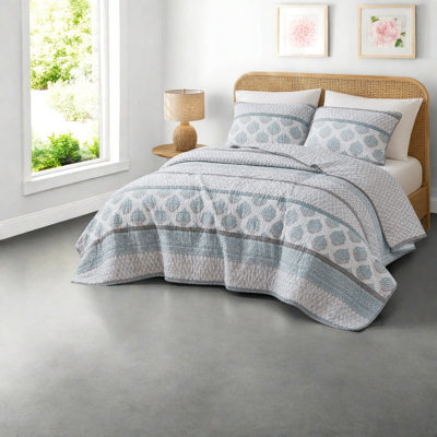 Ensembles de literie en coton turquoise, ensemble de courtepointe très grand, confort de chambre à coucher moderne réversible