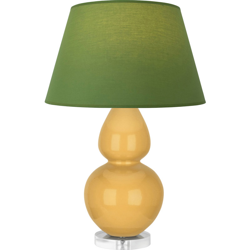 Double Gourd Table Lamp, Tea Green/Taupe, Sunset Yellow Glazed/Silver