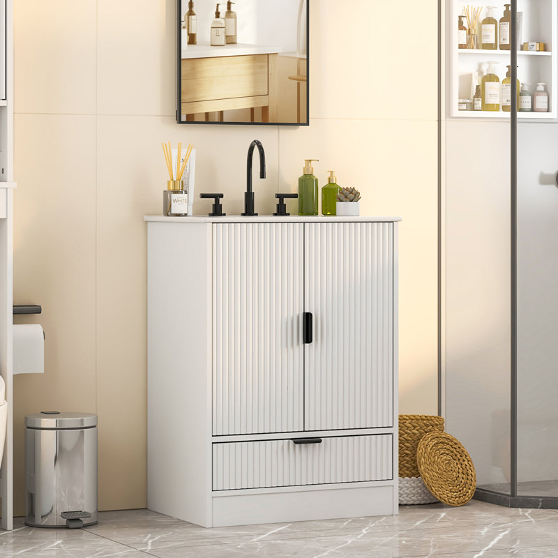 Meuble-lavabo simple 24 po avec comptoir en céramique 24 po, H 33 po x l 24 po x P 18 po