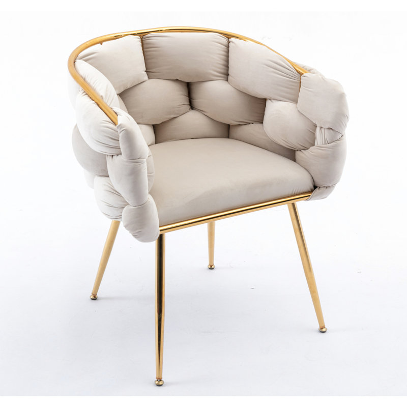 Hummera Upholstered Accent Chair, Beige Velvet, 1