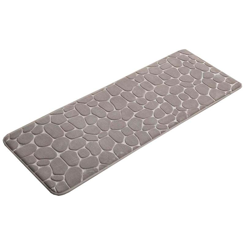 Taupe Memory Foam Runner Mat with 3D Pebble Design