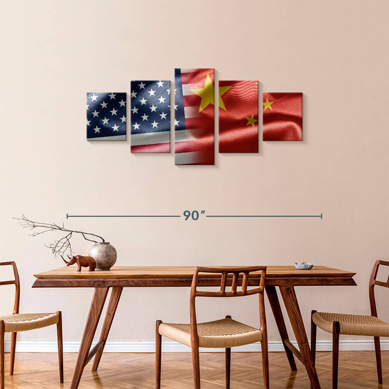 Drapeau de la Chine et des États-Unis, H 34 po x l 74 po