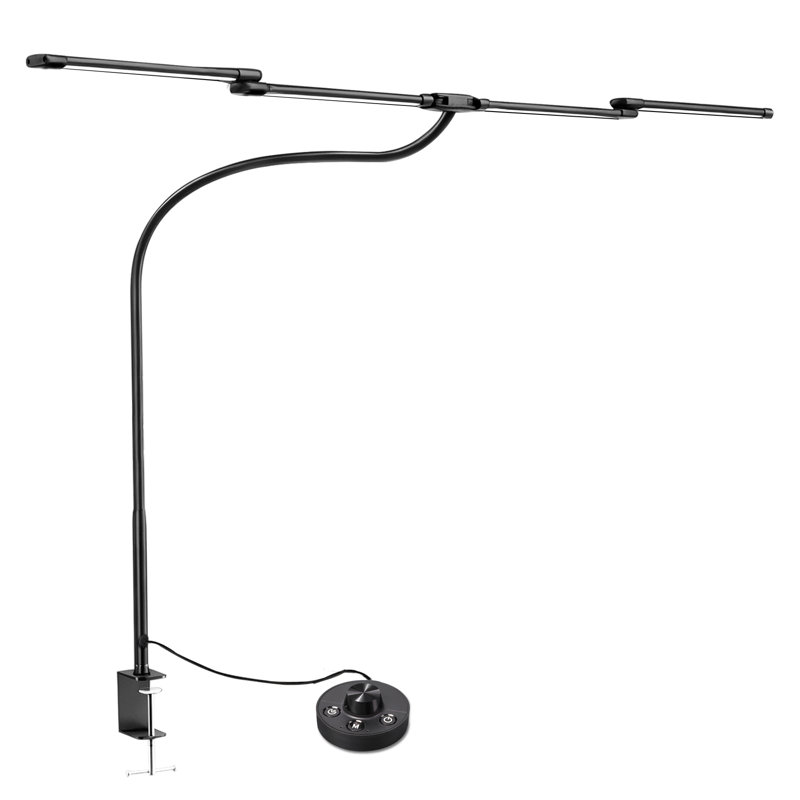 Lampe de bureau à DEL Ahmad 24W avec pince | 4 barres de tête, 5 modes de couleur, gradation continue, minuterie et fonction de mémoire, éclairage de bureau, architecte, postes de travail multi-écrans