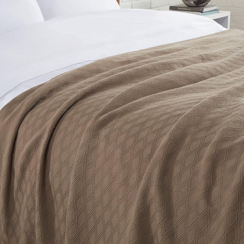 Couverture en mélange de coton eucalyptus, Taupe, Grand