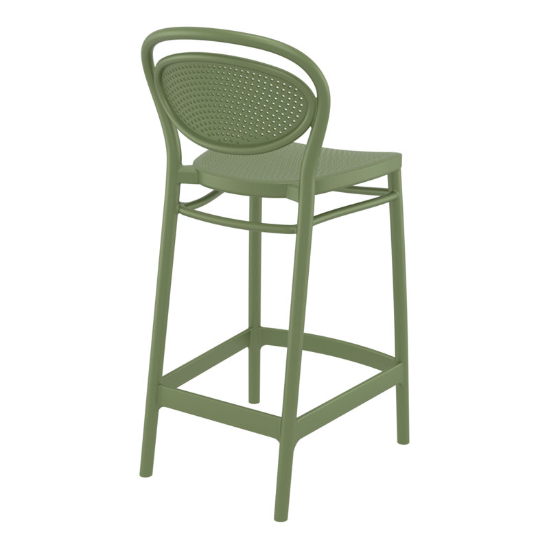 Tabouret de bar pour le patio Farrah, Vert olive, Tabouret de comptoir (siège d'une hauteur de 25,6