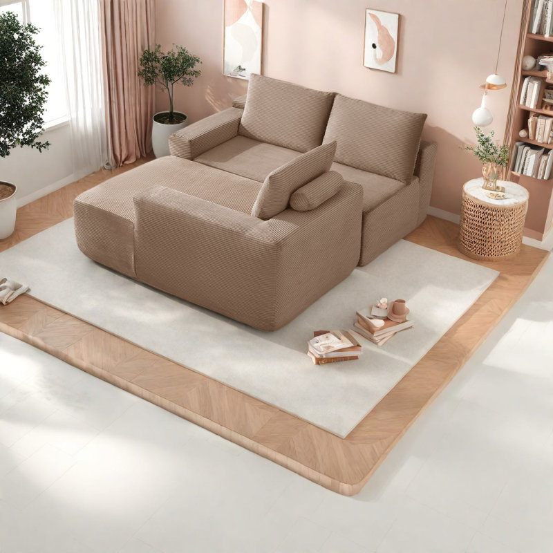 Spacious Cloud Sectionals With Plush Corduroy, No Assembly, Modern Living