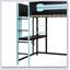 Lit mezzanine en bois avec bureau, garde-robe ouverte et éclairage RVB pour un jeu moderne et une utilisation efficace de l'espace-129448363