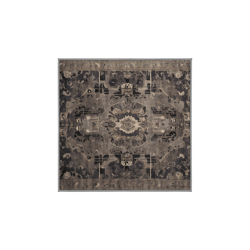 Tapis gris soyeux et moelleux, Carré 3 pi