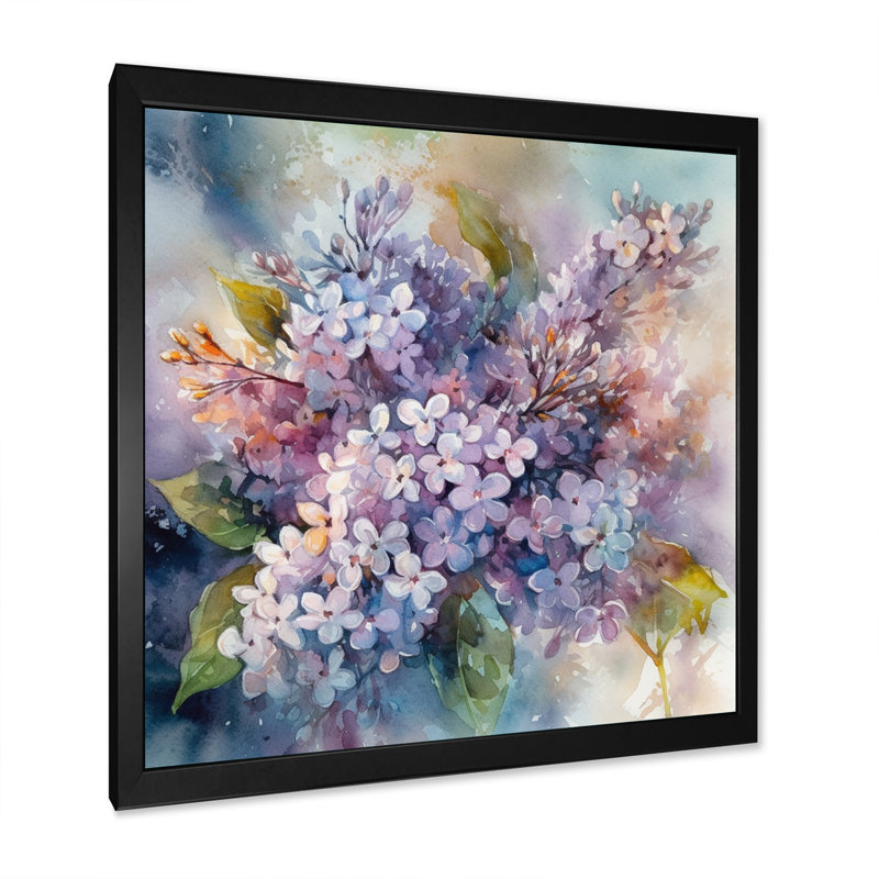 Mauve, vert, beaux lilas IV - impression, Cadre photo noir, H 36 po x l 36 po