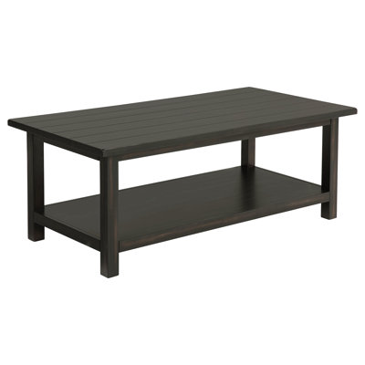 Distressed Brown Wood Coffee Table With Shelf
