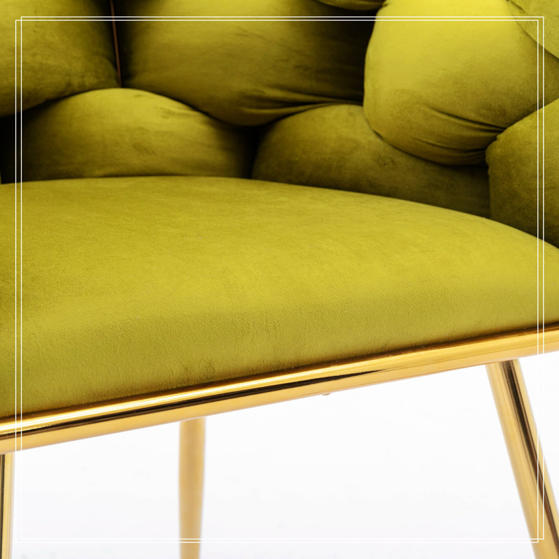 16.9'' H Velvet Upholstered Armchair, Olive Green, 1