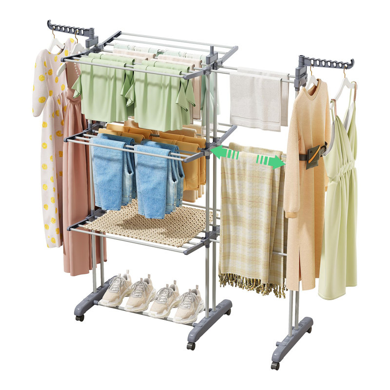 Extensible Stainless Steel 4-Tier Foldable Drying Rack