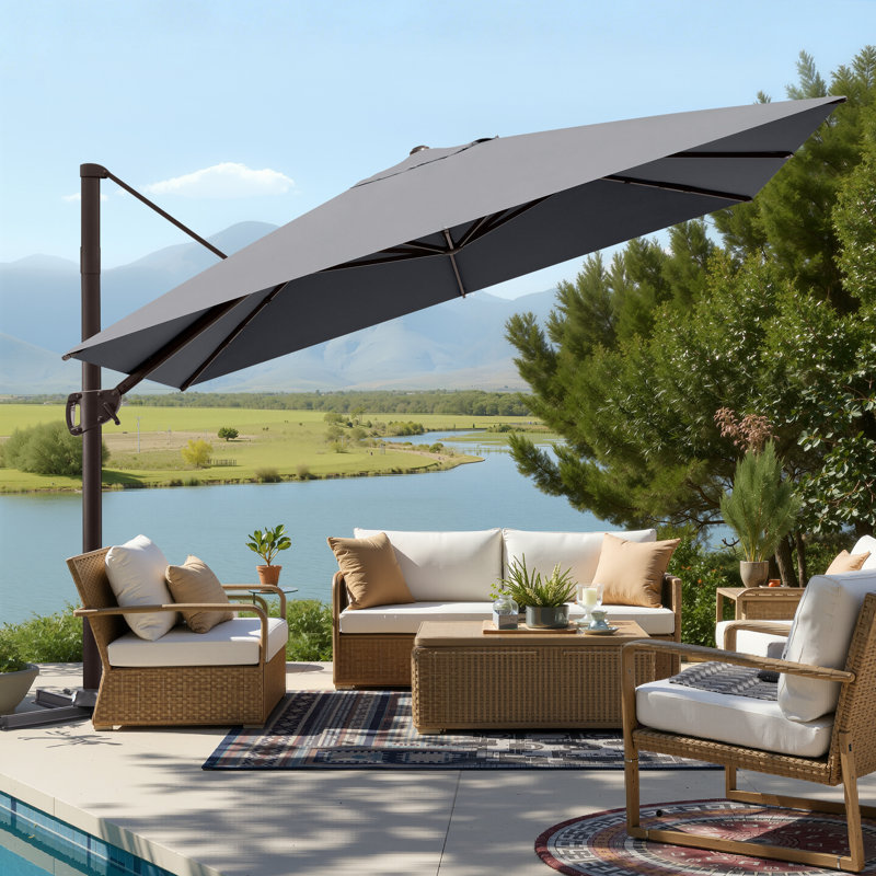 Parasol en porte-à-faux 11 pi x 9 pi Cowie sans base lestée Cowie, Dark Grey